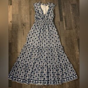 Max Studio Blue and White Floral Maxi Dress